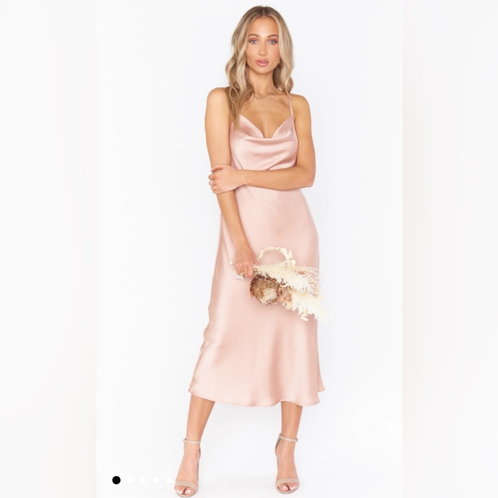 Show me your mumu verona cowl dress in rose gold size large